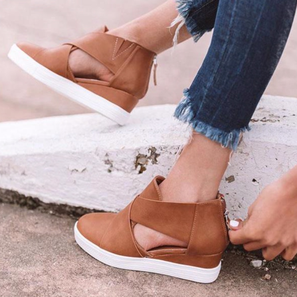 JEFFREY Cut out Sneakers - TAN - Picture 2 of 3